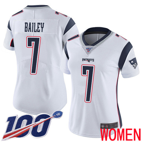 New England Patriots Football 7 Vapor Untouchable 100th Season Limited White Women Jake Bailey Road NFL Jersey